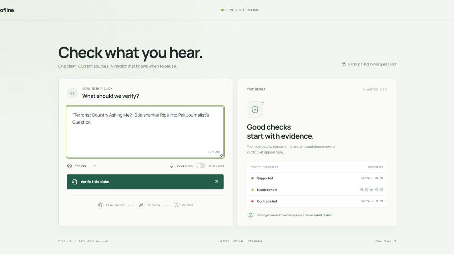 Proofline | AI-Powered Multilingual Misinformation Detection with Evidence & Voice AI